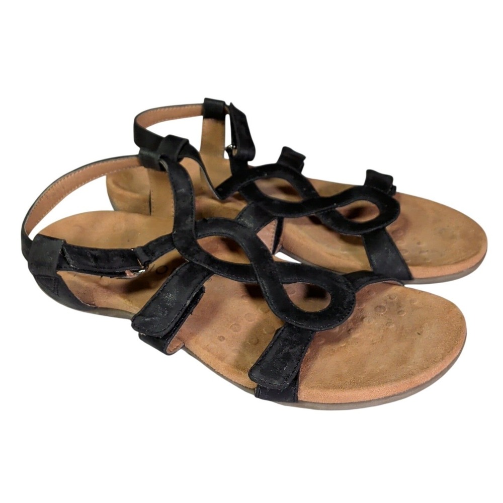 Vionic Jodie Sandals Womens Size 10 Black Strappy Orthopedic Bohemian Boho 5391